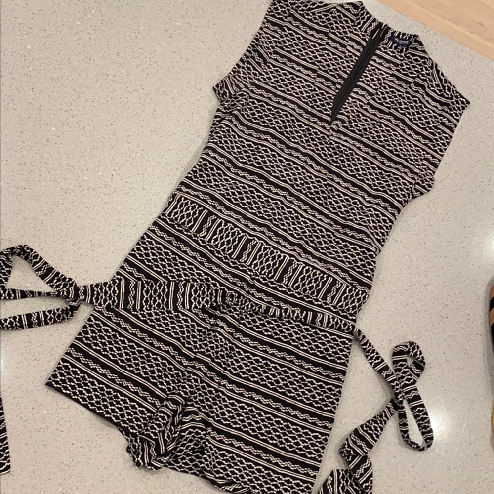 Black and white shorts romper